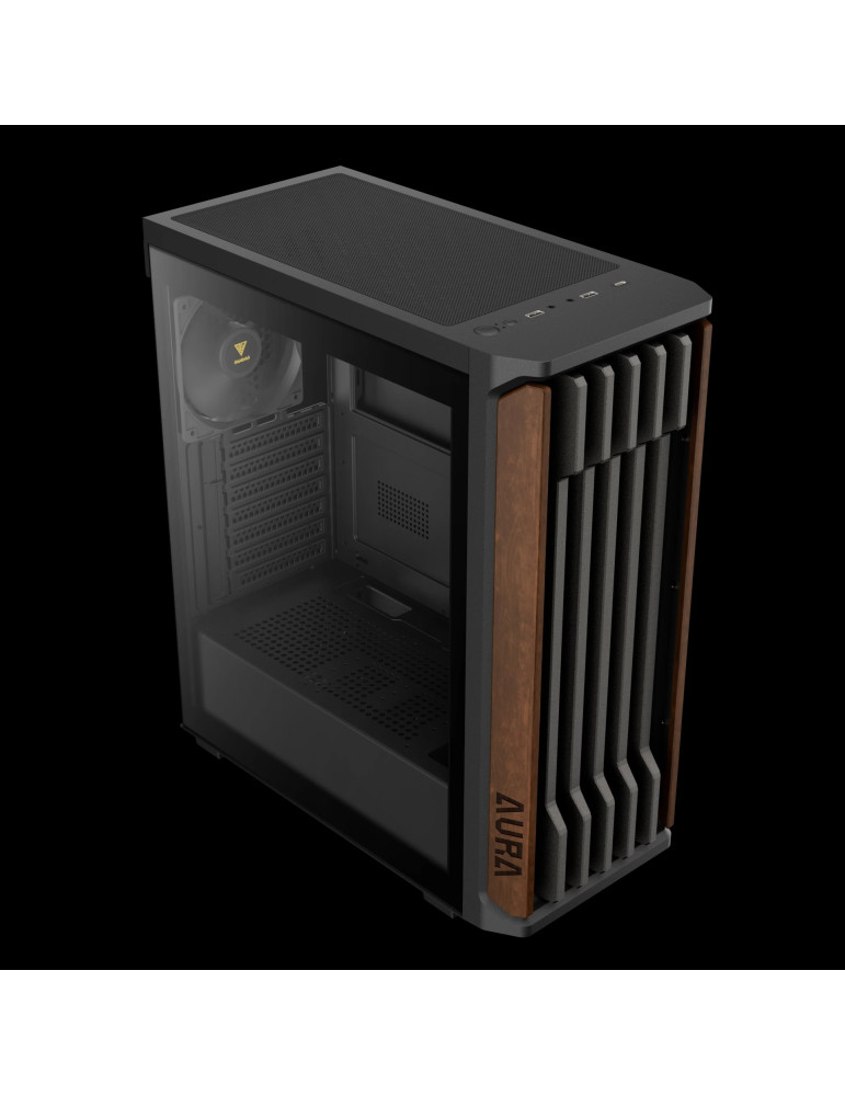 Кутия за компютър Gamdias AURA GC11 Wood Black, Middle Tower ATX, Tempered Glass, 4x 120mm вентилатори, USB-C - GAMDIAS-AURA-GC11-WOOD-BK - 5