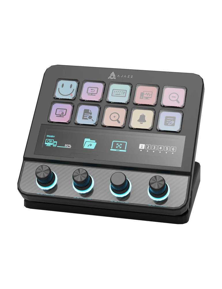 Стрийминг дек Ajazz AKP05E PRO, 10 LED/LCD бутона, Smart scene switching, Full macro engine, USB-C, регулируем стойка 0-60° - AJ-AKP05E-PRO-BK - 2
