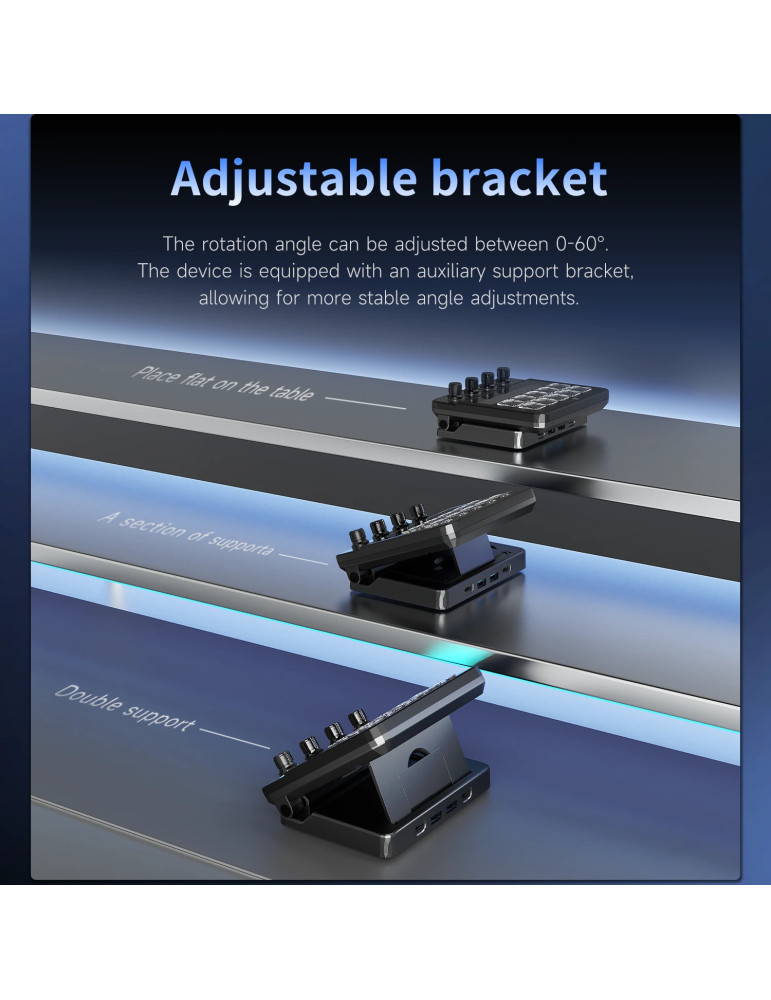 Стрийминг дек Ajazz AKP05E PRO, 10 LED/LCD бутона, Smart scene switching, Full macro engine, USB-C, регулируем стойка 0-60° - AJ-AKP05E-PRO-BK - 6