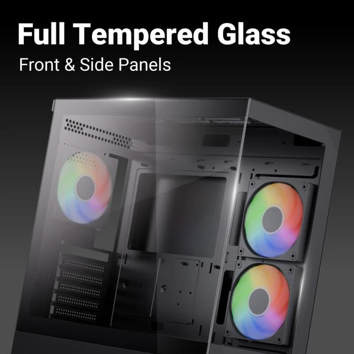 Кутия за компютър AeroCool P500D Digi-G-BK-v1, Middle Tower ATX, Tempered Glass, USB-C, 3x120mm A-RGB - ACCM-PN07033.11 - 6