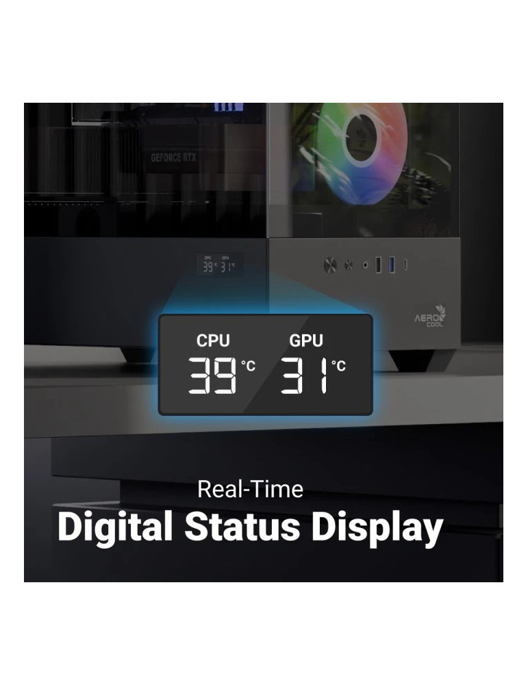 Кутия за компютър AeroCool P500D Digi-G-BK-v1, Middle Tower ATX, Tempered Glass, USB-C, 3x120mm A-RGB - ACCM-PN07033.11 - 7