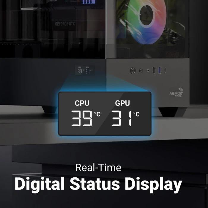 Кутия за компютър AeroCool P500D Digi-G-BK-v1, Middle Tower ATX, Tempered Glass, USB-C, 3x120mm A-RGB - ACCM-PN07033.11 - 7