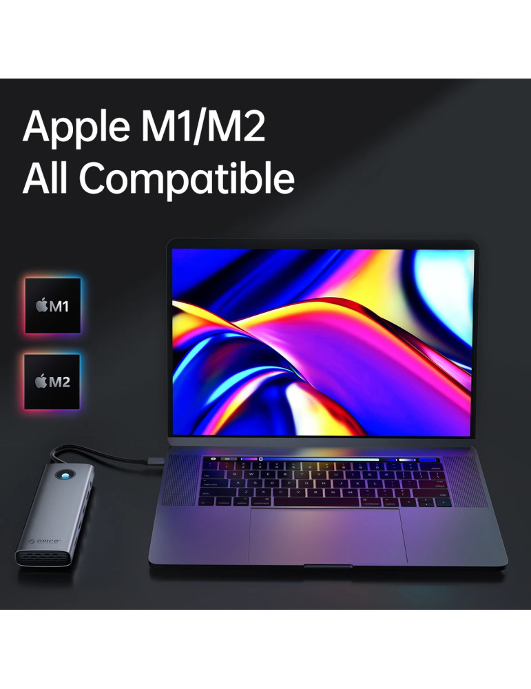 Докинг станция Orico PW11-9P-GY-EP, Type-C, HDMI, VGA, 3x USB 3.0, USB-C PD100W, LAN 1Gbps, SD/TF - PW11-9P-GY-EP - 8