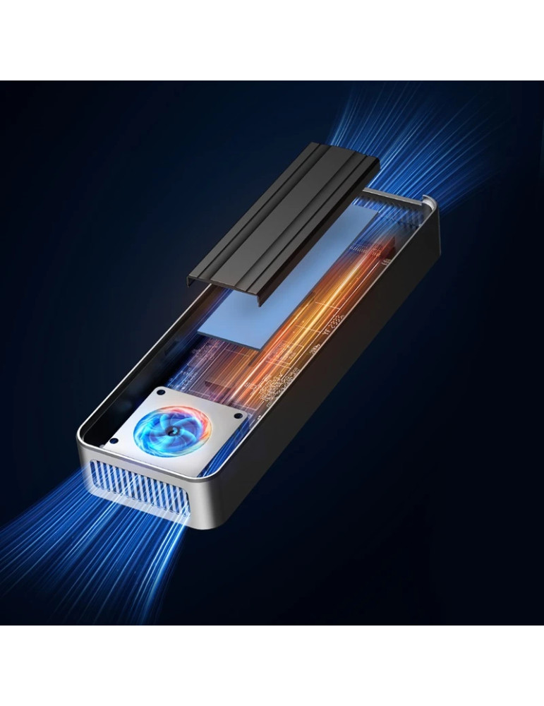 Външен кутийка за SSD диск Orico OUM2-G20-SV, M.2 NVMe, USB-C/A 20Gbps, 8TB, алуминиева кутия, охлаждане - OUM2-G20-SV - 6
