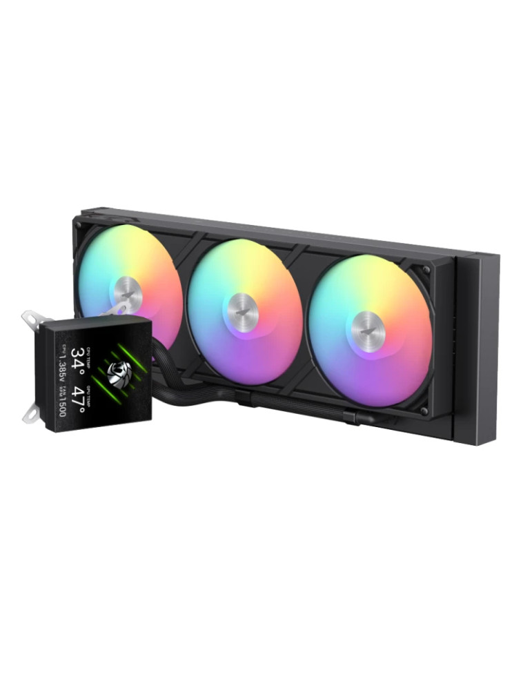 Водно охлаждане за процесор Gamemax Glacier 360 LCD, 360mm, LCD дисплей, Addressable RGB - 9503-0100R0057 - 1