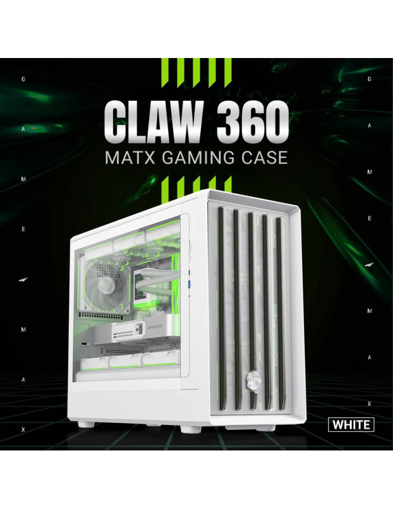 Кутия за компютър Gamemax CLAW 360 WH, mATX Mini Tower, Tempered Glass, 4x120mm ARGB вентилатора, USB 3.2 Gen 2 Type-C - 9101-1100R0002 - 8