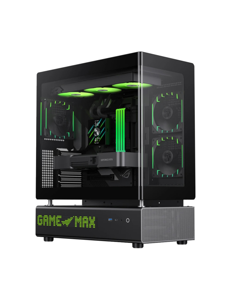 Кутия за компютър Gamemax N90 BG, Middle Tower ATX, Dual-Chamber, Tempered Glass, 6x ARGB вентилатора, RGB контрол - 9101-1300R0001 - 1