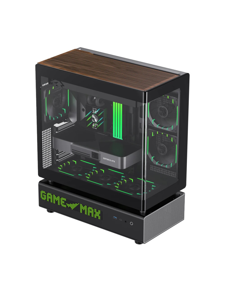 Кутия за компютър Gamemax N90 BG, Middle Tower ATX, Dual-Chamber, Tempered Glass, 6x ARGB вентилатора, RGB контрол - 9101-1300R0001 - 3