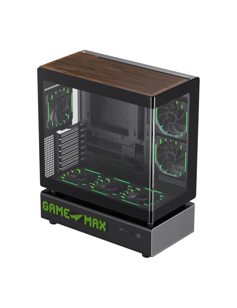Кутия за компютър Gamemax N90 BG, Middle Tower ATX, Dual-Chamber, Tempered Glass, 6x ARGB вентилатора, RGB контрол - 9101-1300R0001 - 5