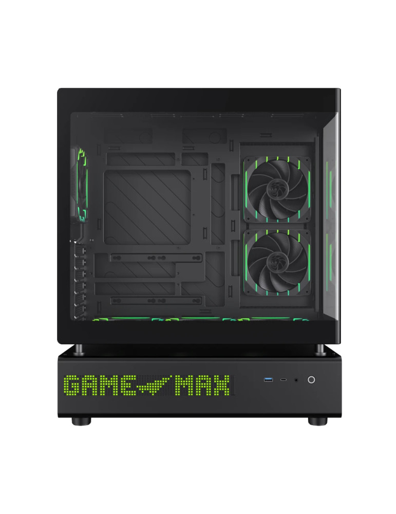 Кутия за компютър Gamemax N90 BG, Middle Tower ATX, Dual-Chamber, Tempered Glass, 6x ARGB вентилатора, RGB контрол - 9101-1300R0001 - 9