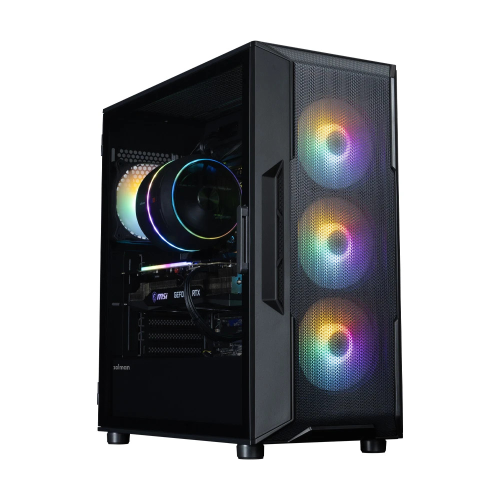 Кутия за компютър Zalman I3 NEO V2 Black, Middle Tower ATX, Mesh, Tempered Glass, 4x RGB вентилатора, поддържа водно охлаждане до 360mm - ZALMAN-I3-NEO-V2 - 2