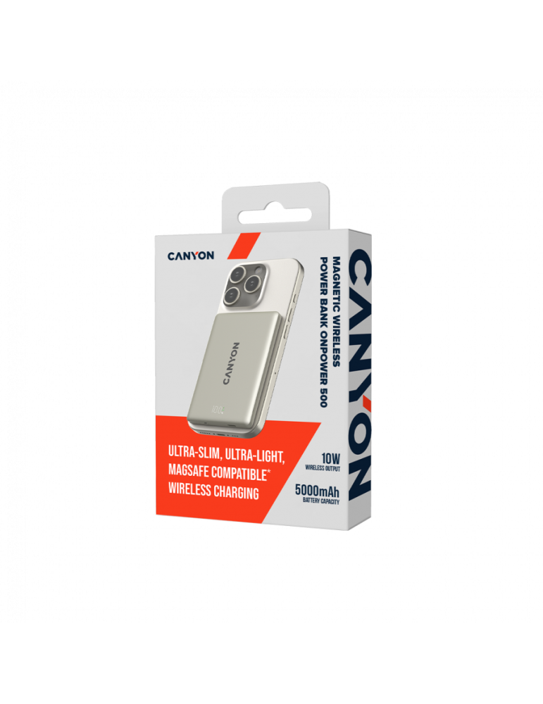Външна батерия CANYON OnPower 500 PD20W, 5000mAh, 20W, MagSafe, Алуминий - CNS-CPB500G - 6