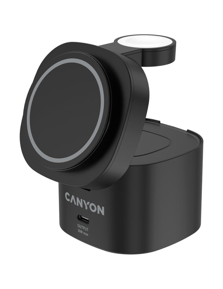 Безжично зарядно Canyon 4 in 1 Wireless Charging Stand, Qi2, 15W max, 70x70x70.3mm, 65W адаптер - CNS-WCS405B - 2