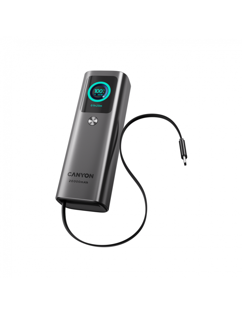 Външна батерия CANYON OnPower 265, 20000mAh 165W USB-C, Алуминий Тъмно сив - CNS-CPB265DG - 1