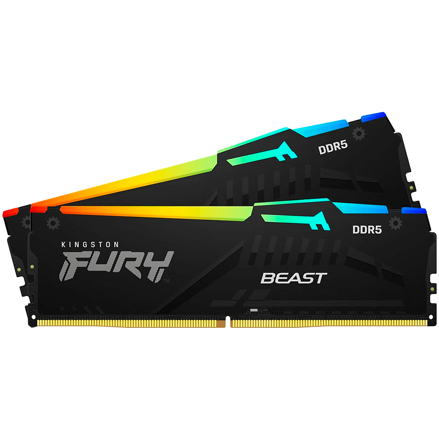 RAM памет Kingston Fury Beast RGB 64GB(2x32GB) DDR5 6400MHz CL32 DIMM - KF564C32BBEAK2-64 - 1