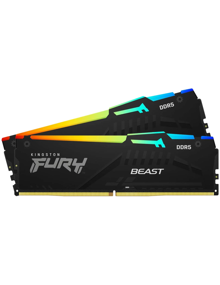 RAM памет Kingston Fury Beast 16GB(2x8GB) DDR5 5600MHz CL40, RGB XMP 3.0 - KF556C40BBAK2-16 - 1