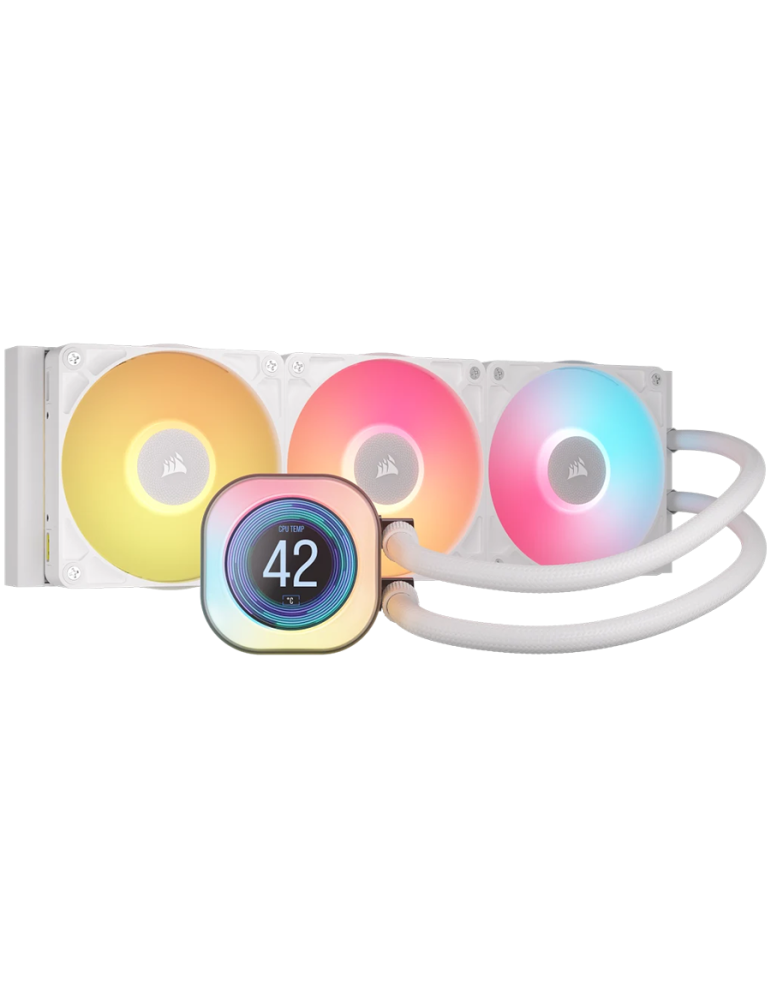 Водно охлаждане за процесор CORSAIR iCUE LINK TITAN 360 RX LCD, 360mm, Течно охлаждане, 3x120mm вентилатора, LCD екран, бял - CW-9061026-WW - 1