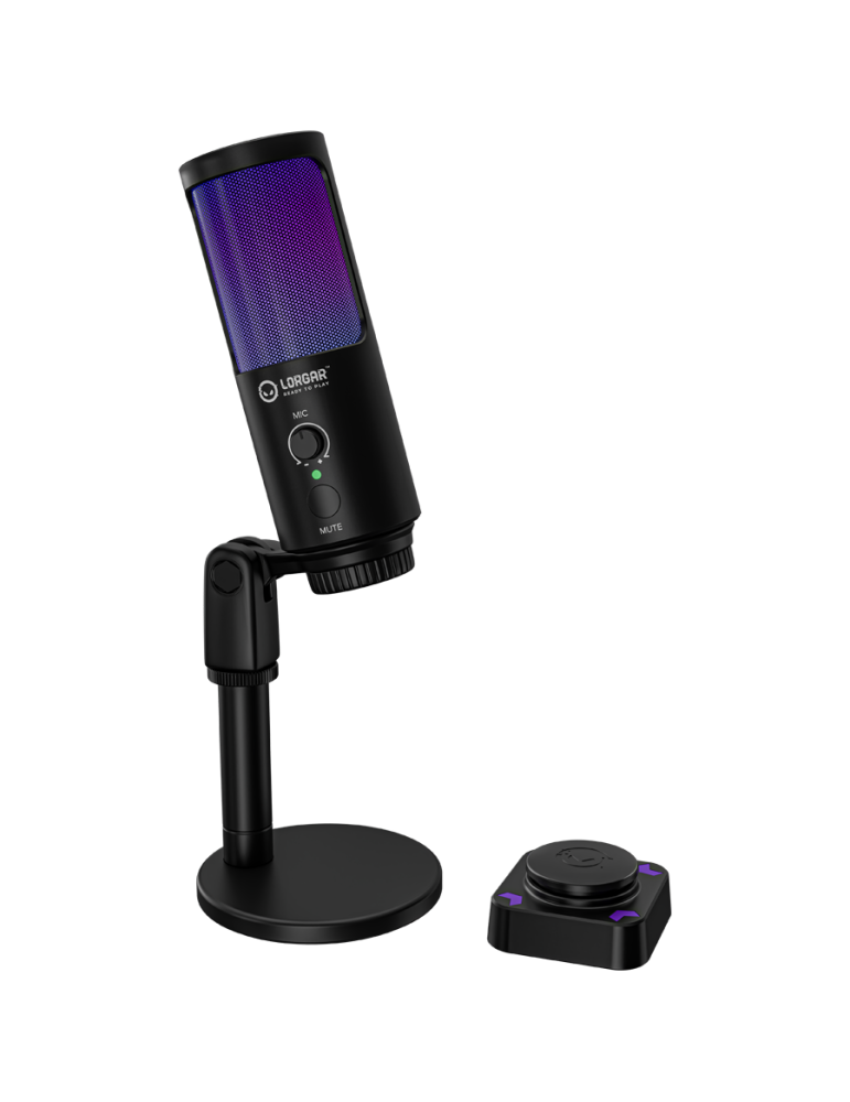 Микрофон LORGAR SMP40, Cardioid 16mm 48kHz, RGB осветление, Заглушаване, Метален stand - LRG-SMP40-BK - 2
