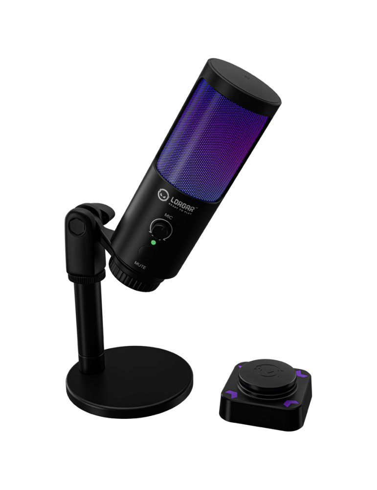 Микрофон LORGAR SMP40, Cardioid 16mm 48kHz, RGB осветление, Заглушаване, Метален stand - LRG-SMP40-BK - 3