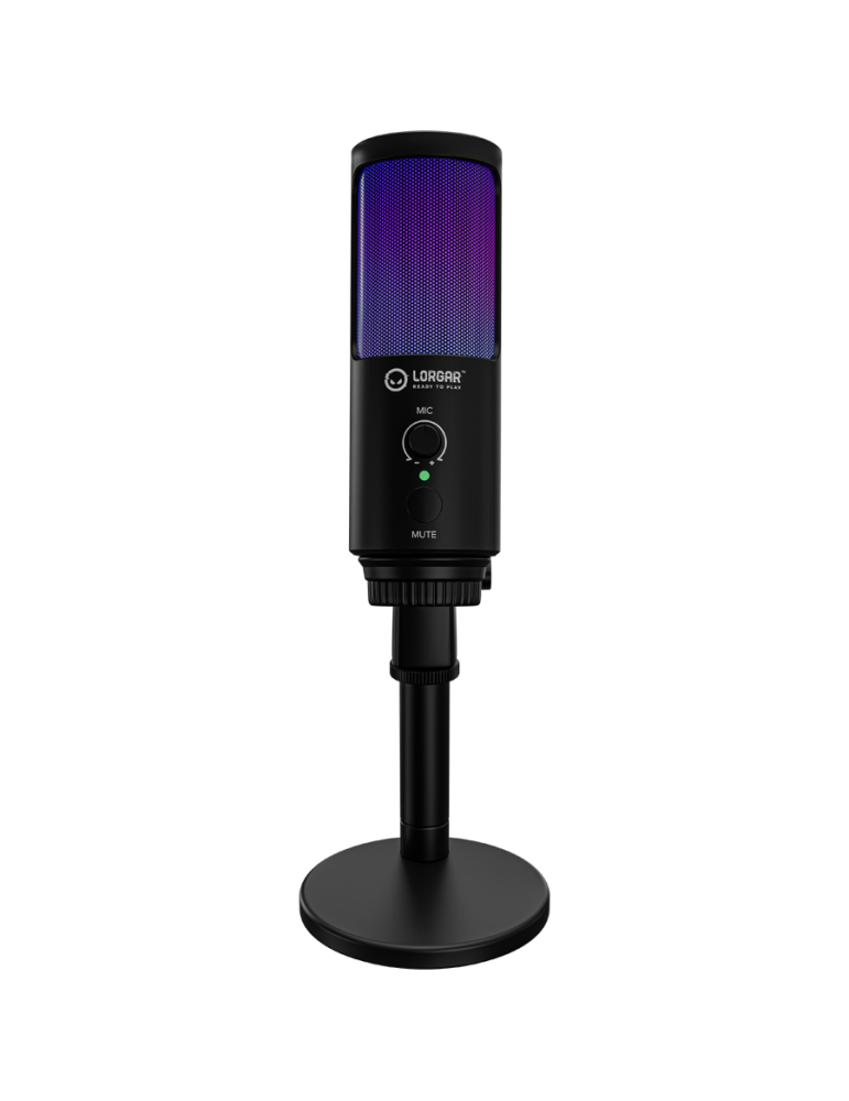 Микрофон LORGAR SMP40, Cardioid 16mm 48kHz, RGB осветление, Заглушаване, Метален stand - LRG-SMP40-BK - 4