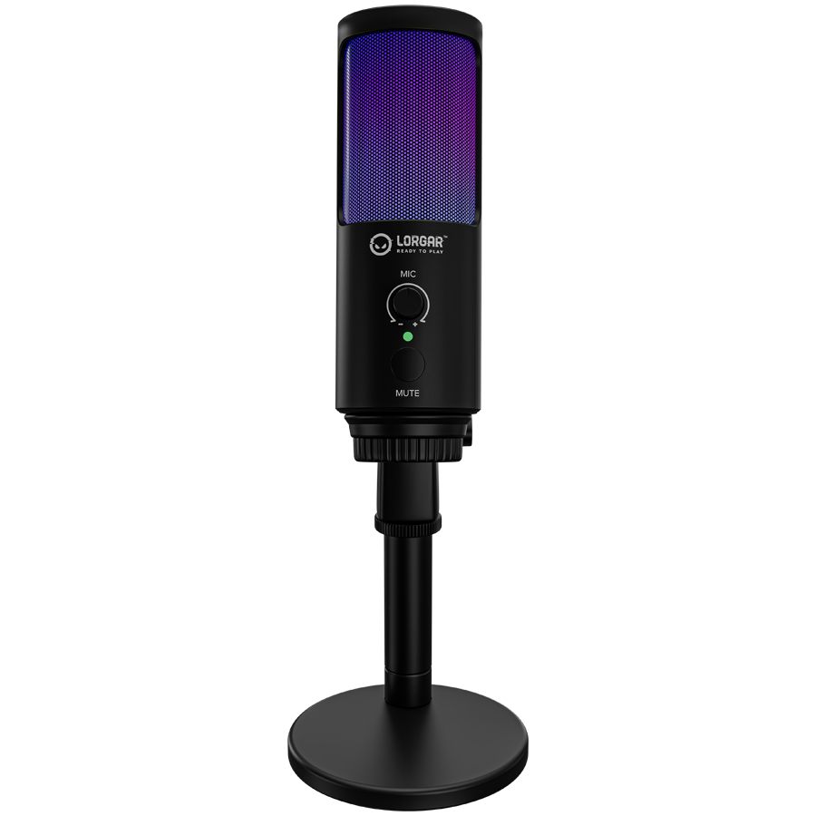 Микрофон LORGAR SMP40, Cardioid 16mm 48kHz, RGB осветление, Заглушаване, Метален stand - LRG-SMP40-BK - 4