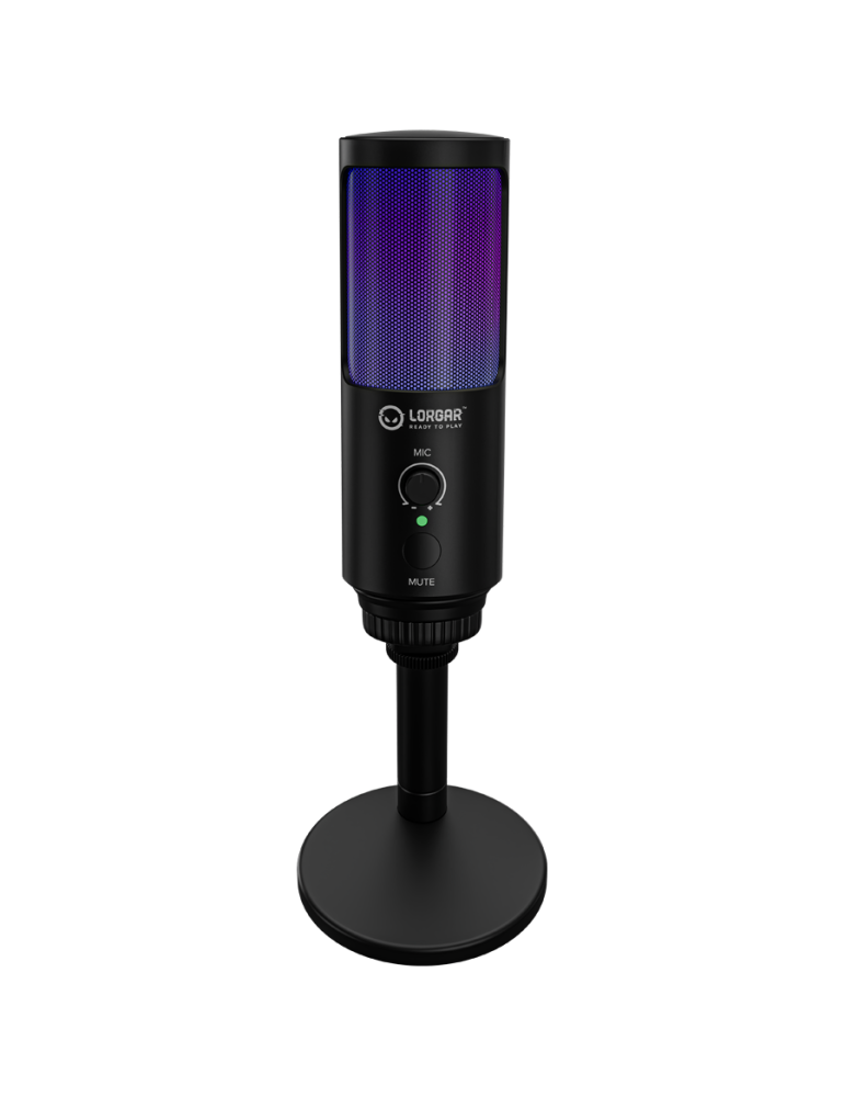 Микрофон LORGAR SMP40, Cardioid 16mm 48kHz, RGB осветление, Заглушаване, Метален stand - LRG-SMP40-BK - 6