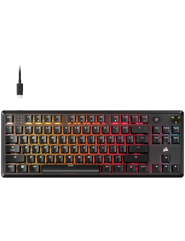 Механична геймърска клавиатура Corsair K70 CORE TKL, MLX Red, RGB, 87 клавиша, черна - CH-911911E-NA - 1