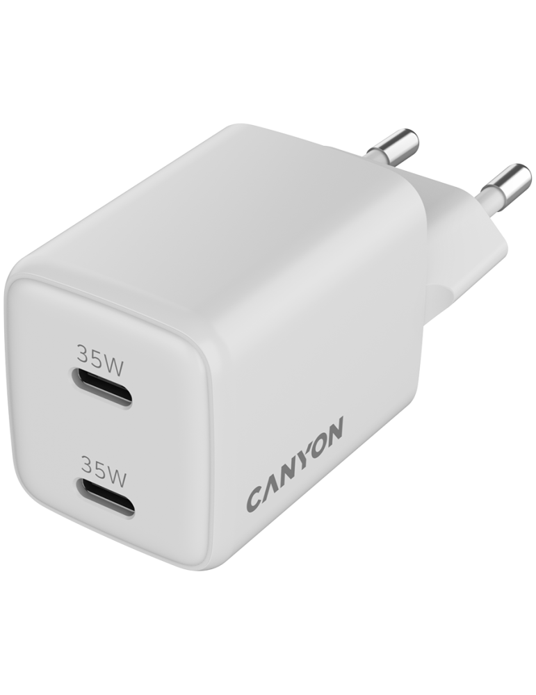 Зарядно устройство CANYON CU35CC, 35W 2x USB-C PD GaN, EU - CNS-CUW35CC - 3