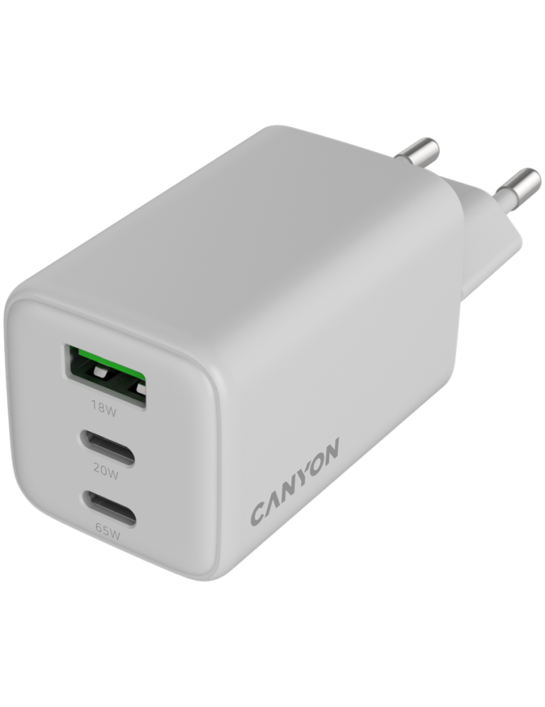 Захранващ адаптер CANYON CU65ACC, 65W GaN 2xUSB-C 1xUSB-A Power Delivery Quick Charge - CNS-CUW65ACC - 4