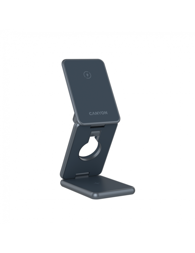 Безжично зарядно CANYON OnCharge 309, 15W 3в1 Foldable, USB-C, Метал - CNS-WCS309M - 1