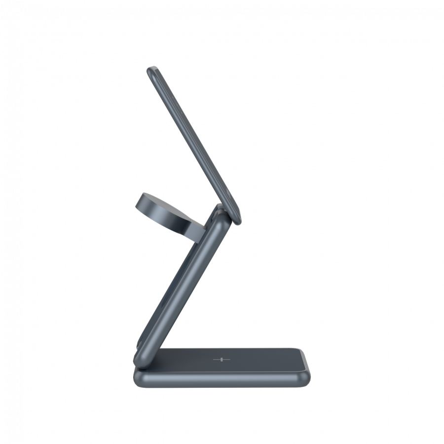 Безжично зарядно CANYON OnCharge 309, 15W 3в1 Foldable, USB-C, Метал - CNS-WCS309M - 2
