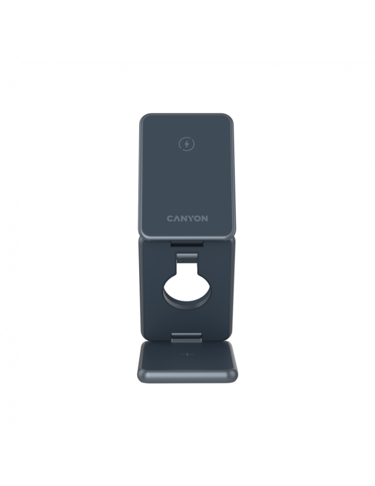Безжично зарядно CANYON OnCharge 309, 15W 3в1 Foldable, USB-C, Метал - CNS-WCS309M - 5