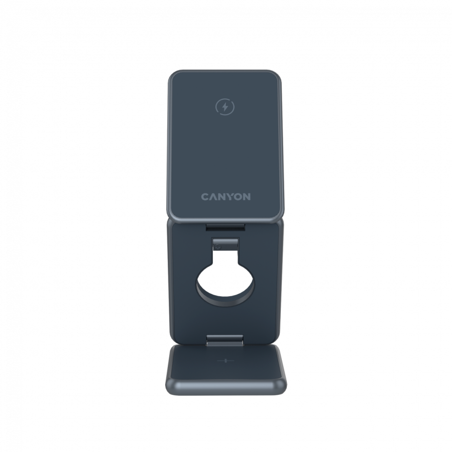 Безжично зарядно CANYON OnCharge 309, 15W 3в1 Foldable, USB-C, Метал - CNS-WCS309M - 5