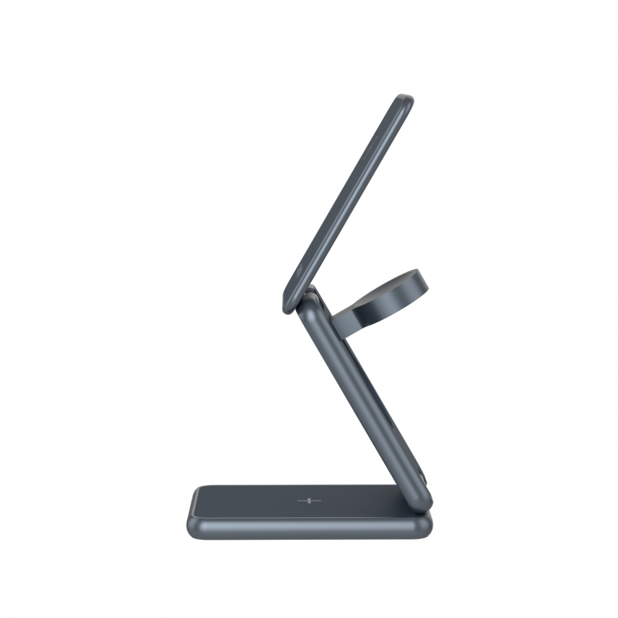 Безжично зарядно CANYON OnCharge 309, 15W 3в1 Foldable, USB-C, Метал - CNS-WCS309M - 6