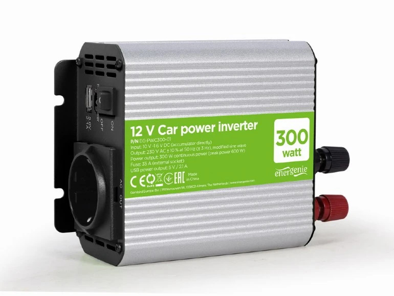 Автомобилен инвертор Gembird EG-PWC300-01, 300W, 230VAC, USB-A - EG-PWC300-01 - 1