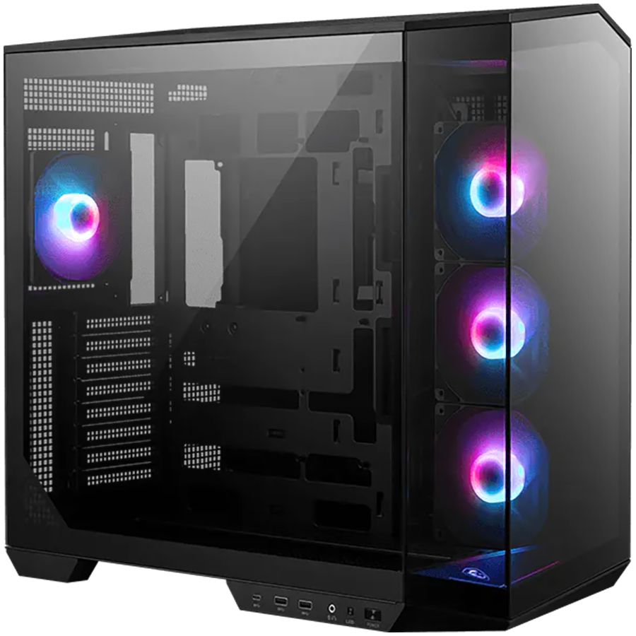 Кутия за компютър MSI MAG PANO 100R PZ, Midi Tower ATX, 4x 120mm ARGB вентилатори, Tempered Glass, черна - 4711377231565