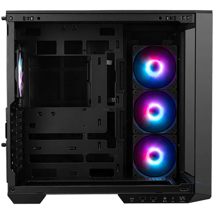 Кутия за компютър MSI MAG PANO 100R PZ, Midi Tower ATX, 4x 120mm ARGB вентилатори, Tempered Glass, черна - 4711377231565 - 2