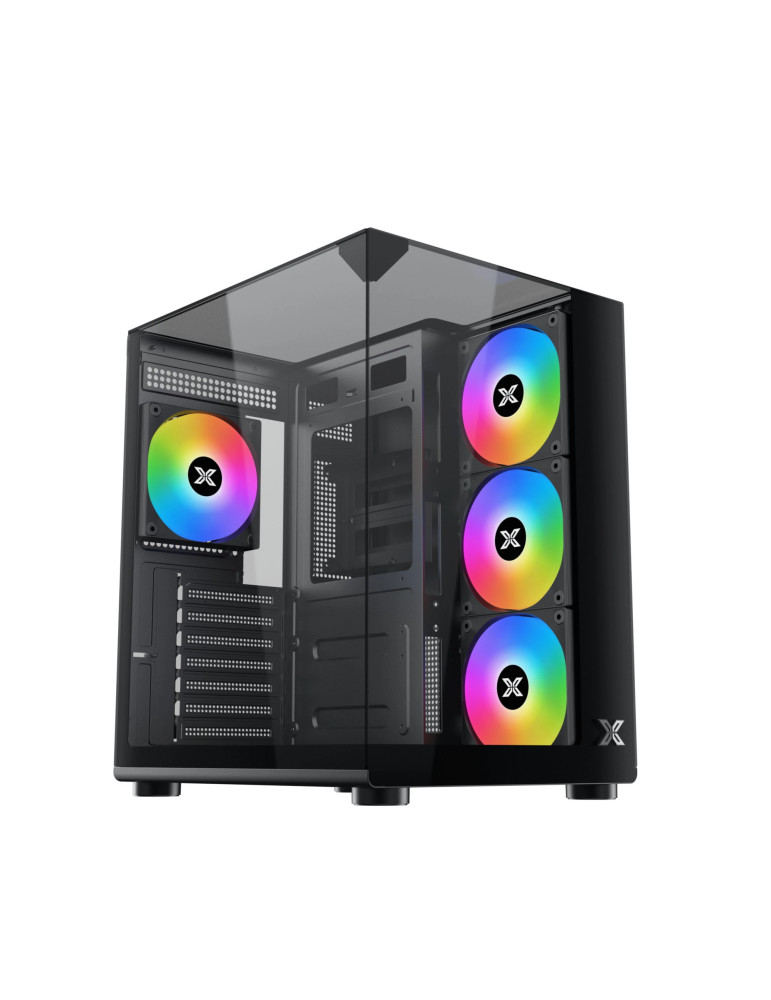 Компютърна кутия Xigmatek Aqua Compact, ATX/Mini-ITX/mATX, Middle Tower, Tempered Glass, 4x 120mm ARGB вентилатора - 1