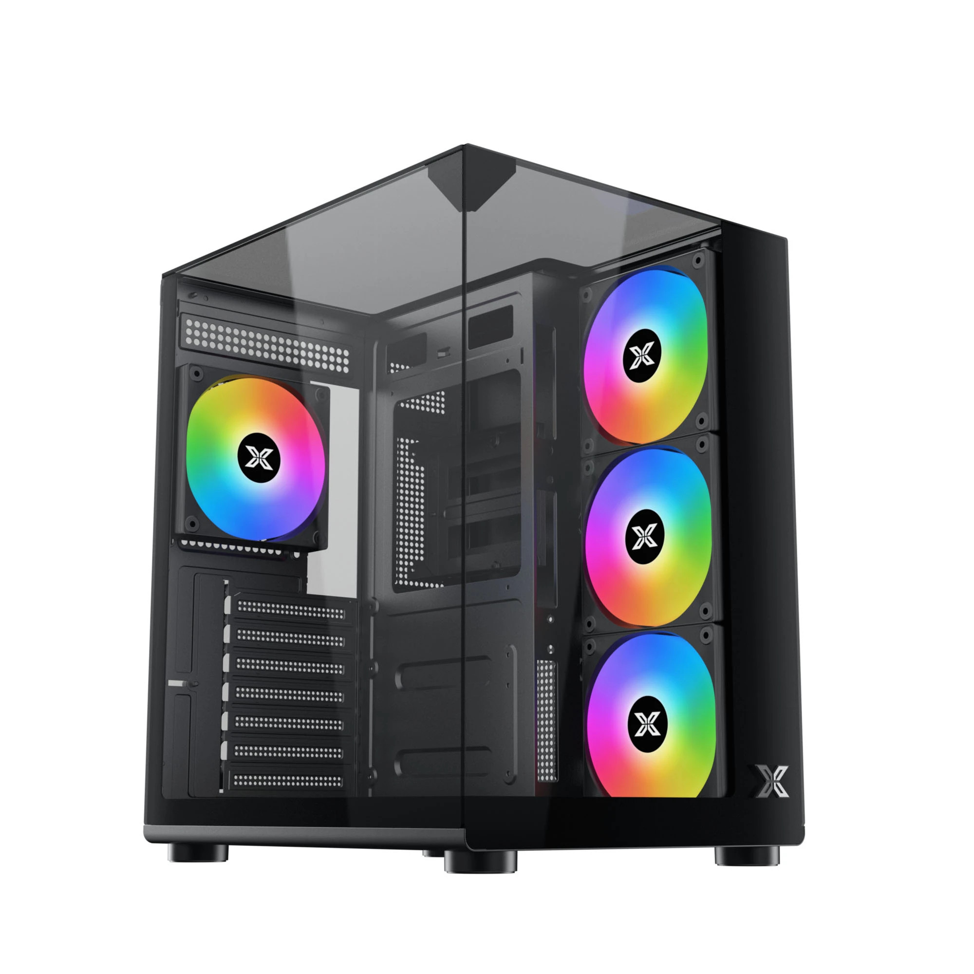 Компютърна кутия Xigmatek Aqua Compact, ATX/Mini-ITX/mATX, Middle Tower, Tempered Glass, 4x 120mm ARGB вентилатора - 1