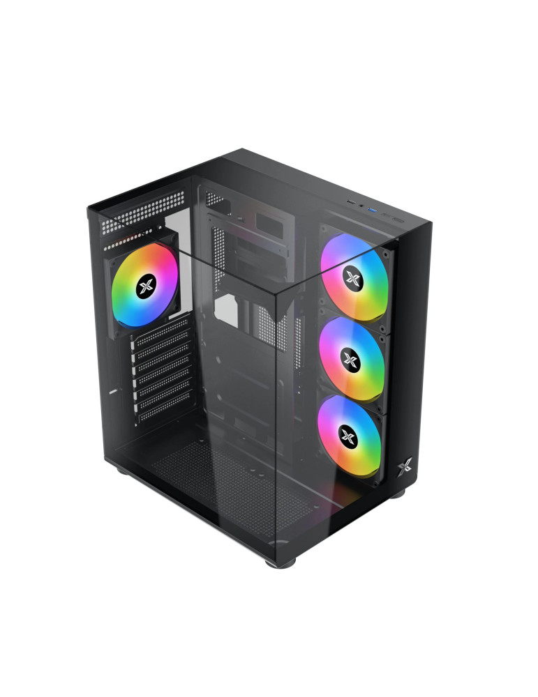 Компютърна кутия Xigmatek Aqua Compact, ATX/Mini-ITX/mATX, Middle Tower, Tempered Glass, 4x 120mm ARGB вентилатора - 2