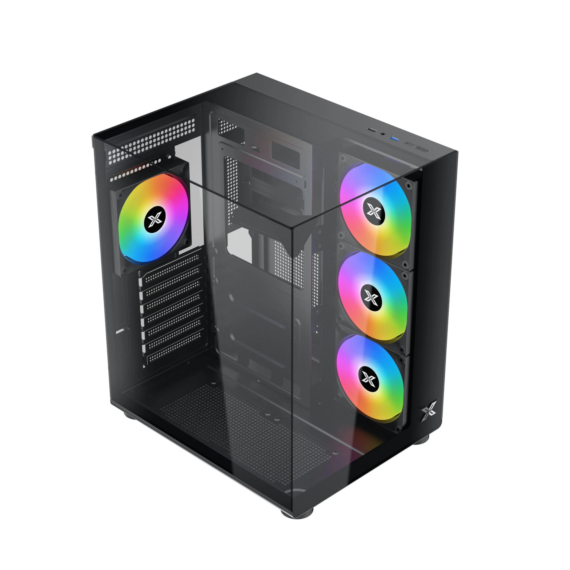 Компютърна кутия Xigmatek Aqua Compact, ATX/Mini-ITX/mATX, Middle Tower, Tempered Glass, 4x 120mm ARGB вентилатора - 2