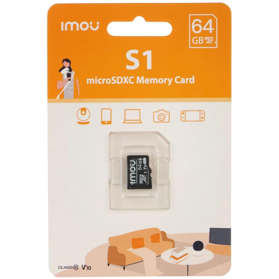 microSD карта IMOU 64GB Class 10 U3 V30, 95MB/s четене, 25MB/s запис - 6939554929755 - 1