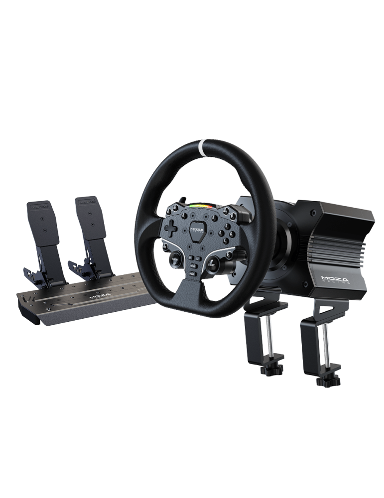 Геймърски волан MOZA Racing R5 Bundle, 12' микрофибърна кожа, 22 бутона, алуминиева сплав, PC, с вибрации - MOZA-BUN-R5 - 1