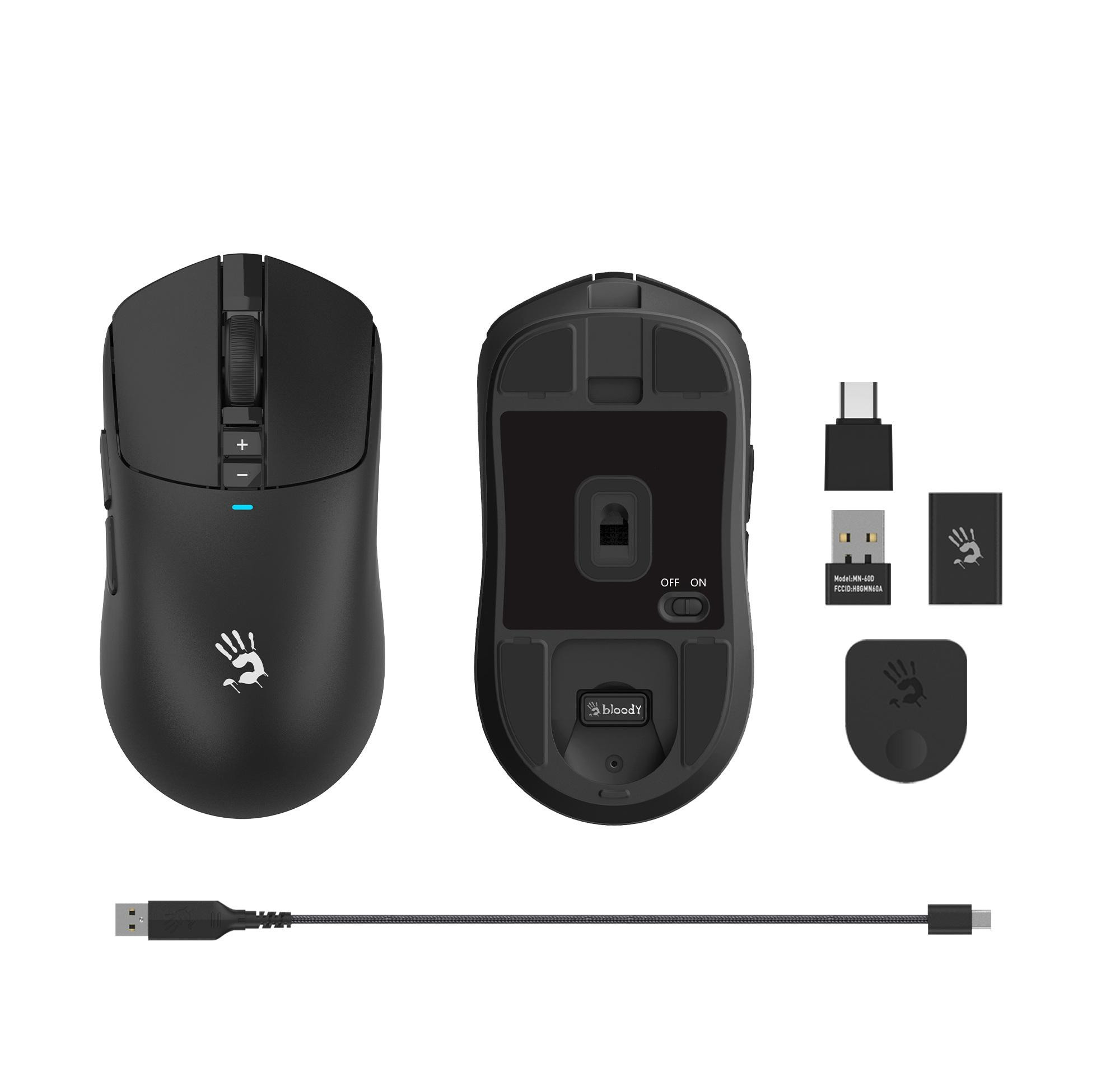 Безжична gaming мишка Bloody R72 Pro, Безжична, 6+1 бутона, PixArt PAW 3395 26000 DPI, 2.4G Wireless - A4-MOUSE-R72PRO - 2