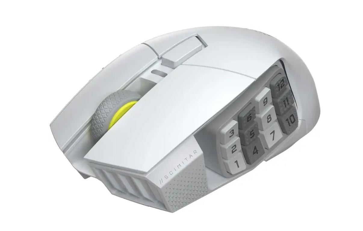 Професионална безжична гейминг мишка CORSAIR Scimitar Elite Wireless SE, оптична 33000 DPI, бяла - CH-9314011-WW - 2