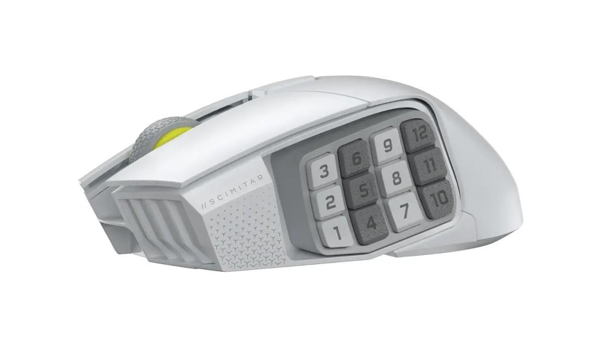 Професионална безжична гейминг мишка CORSAIR Scimitar Elite Wireless SE, оптична 33000 DPI, бяла - CH-9314011-WW - 3