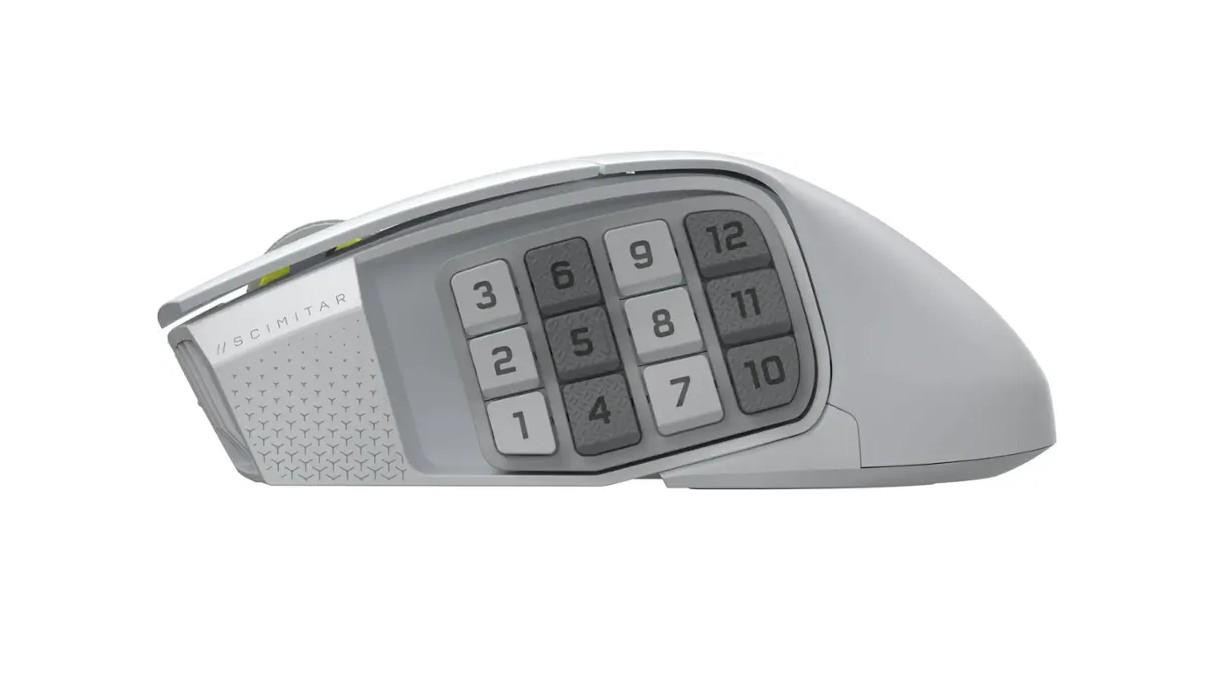 Професионална безжична гейминг мишка CORSAIR Scimitar Elite Wireless SE, оптична 33000 DPI, бяла - CH-9314011-WW - 6