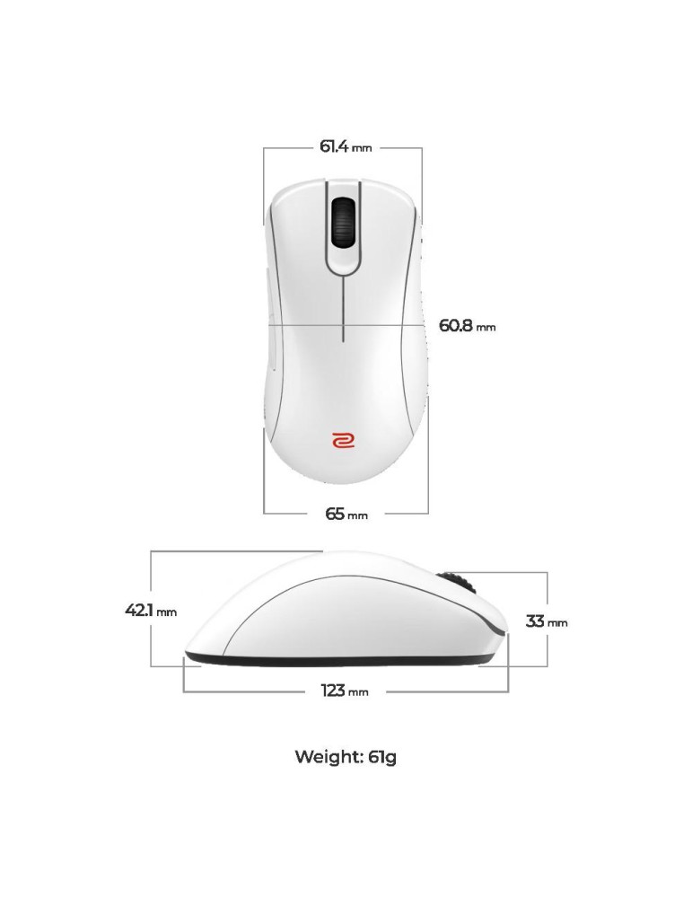 Безжична геймърска мишка ZOWIE EC2-DW 4K, Безжична, 3200 dpi, PixArt PAW3950 - 9H.N4VBE.A3E - 5