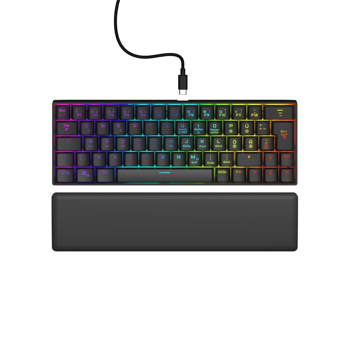 Геймърска мембранна клавиатура HAMA uRage Exodus 760 Mechanical Mini, USB, Червени суичове, LED подсветка, Макро бутони - HAMA-217828 - 1