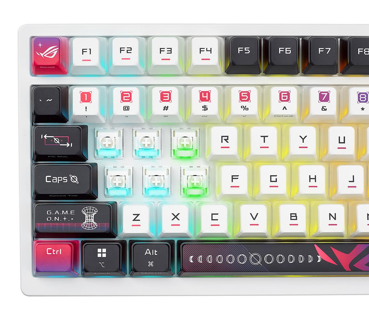 Bluetooth гейминг клавиатура ASUS ROG Azoth X, Механична, Безжична (USB/Bluetooth/RF 2.4GHz), RGB подсветка, Високо профилни бутони - 90MP044F-BKUA30 - 4